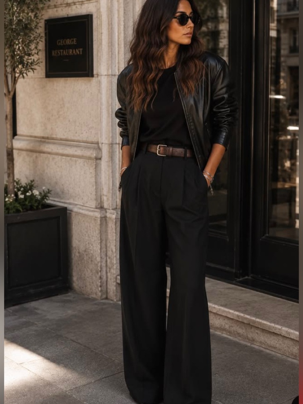 ASH BDAY :Haute Monde Black Wide-Leg Drawstring Pants